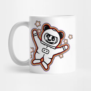 little astronaut panda bear with rainbow aura Mug